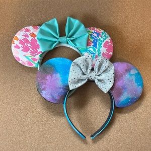 Set of 2 Floral and Galaxy Minnie Mouse Ears